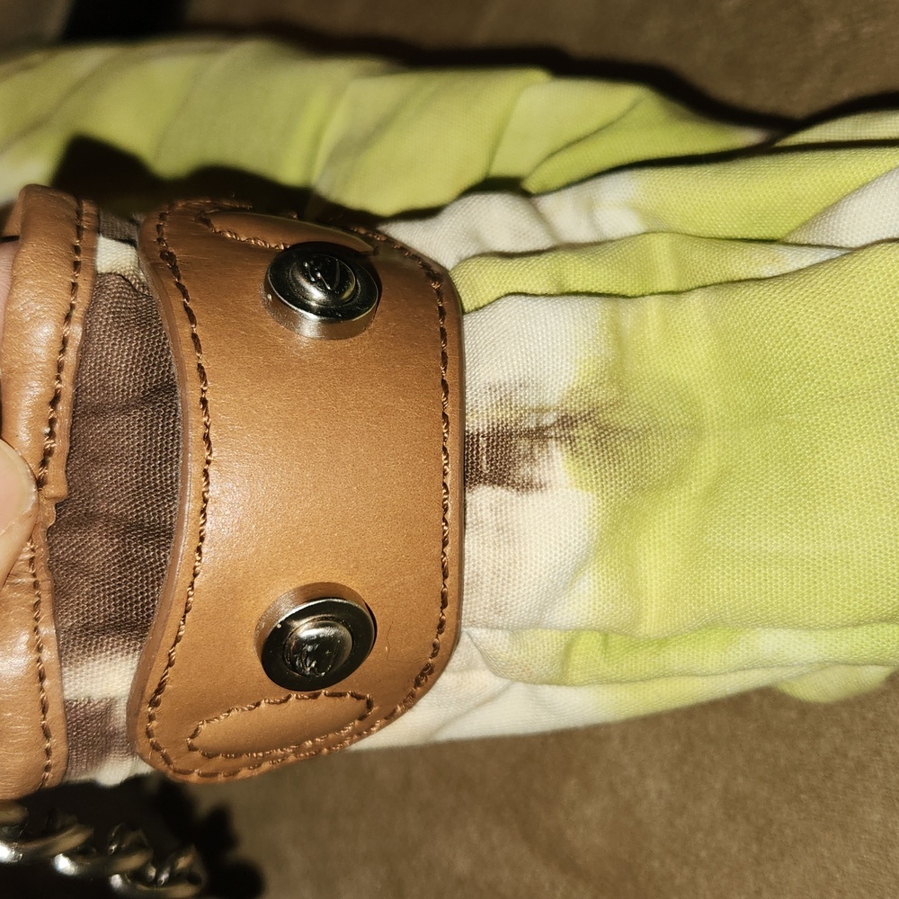 VINTAGE Elienne collection privee tie dyed canvas and brown leather small should - Picture 5 of 17